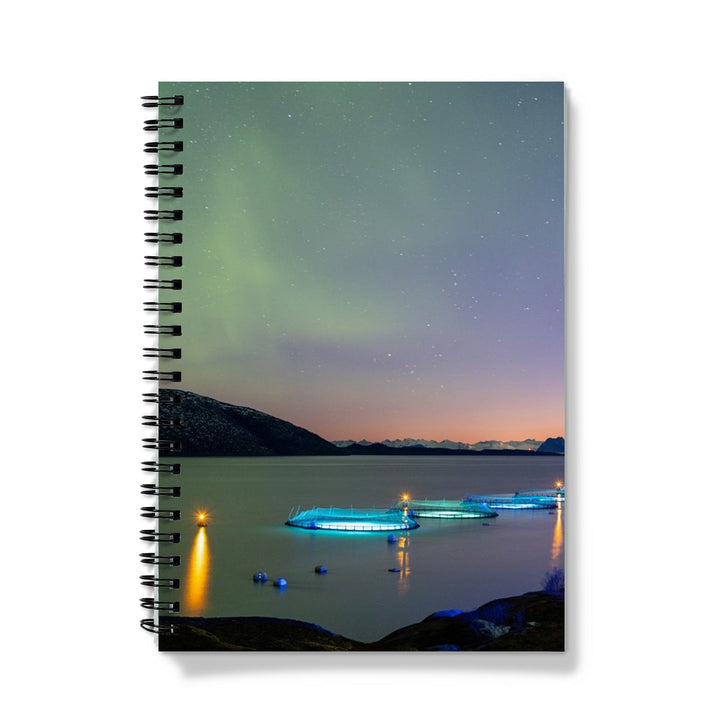 Fish pens across Lundøya with aurora V - Notebook