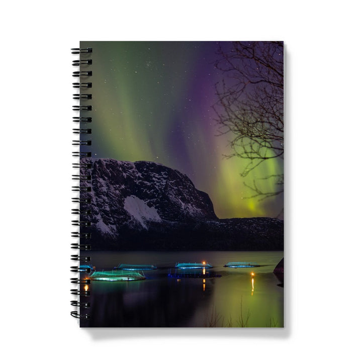 Fish pens across Lundøya with aurora VII - Notebook