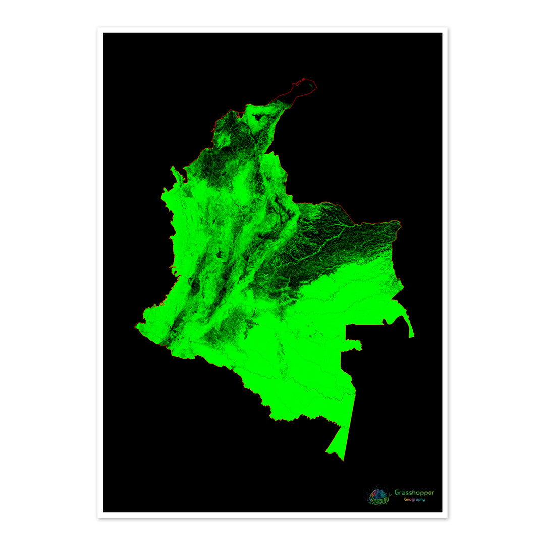 Colombie - Carte du couvert forestier - Tirage d'art