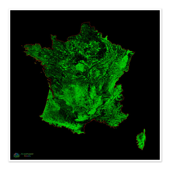 France - Forest cover map - Fine Art Print