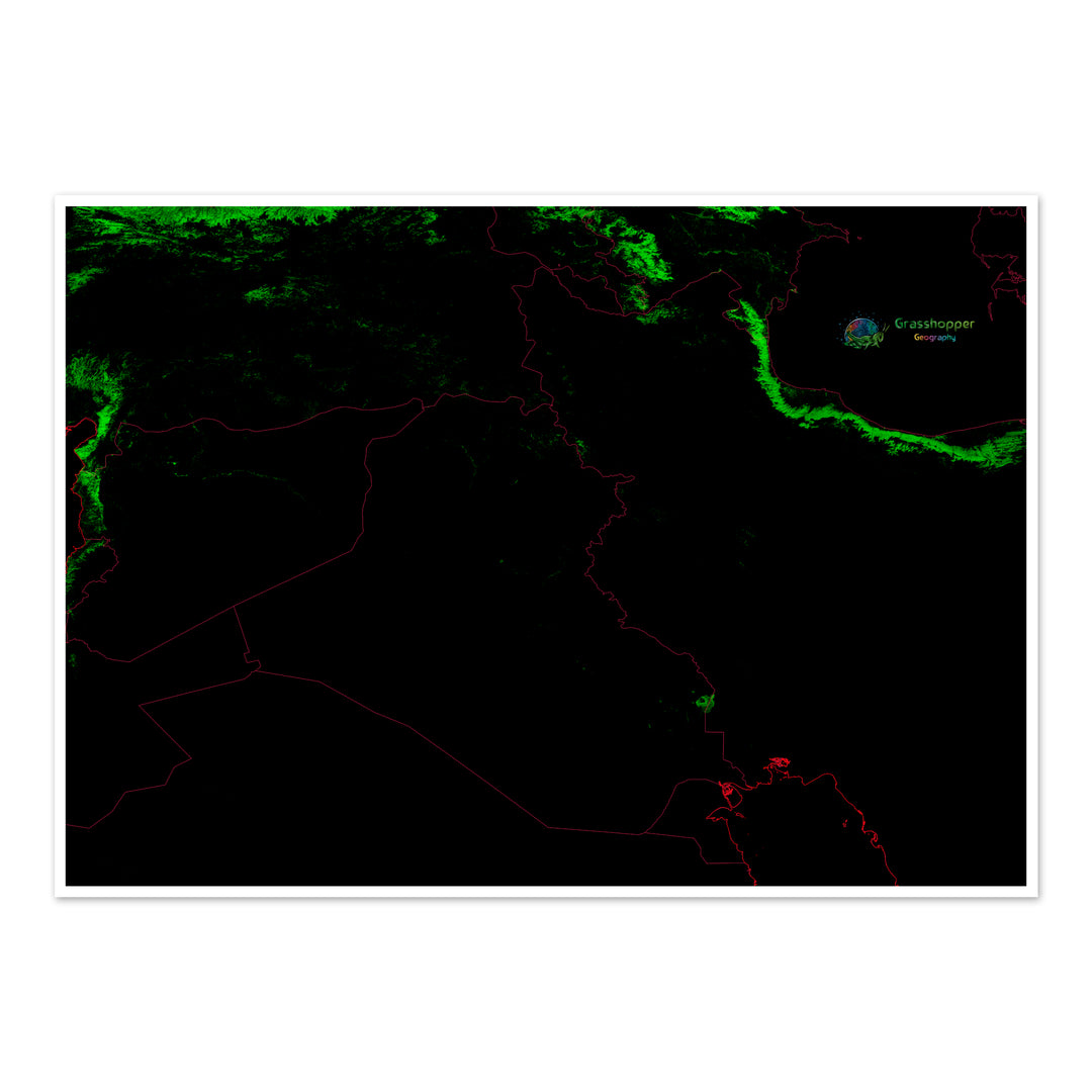 Mesopotamia - Mapa de cobertura forestal - Impresión de bellas artes