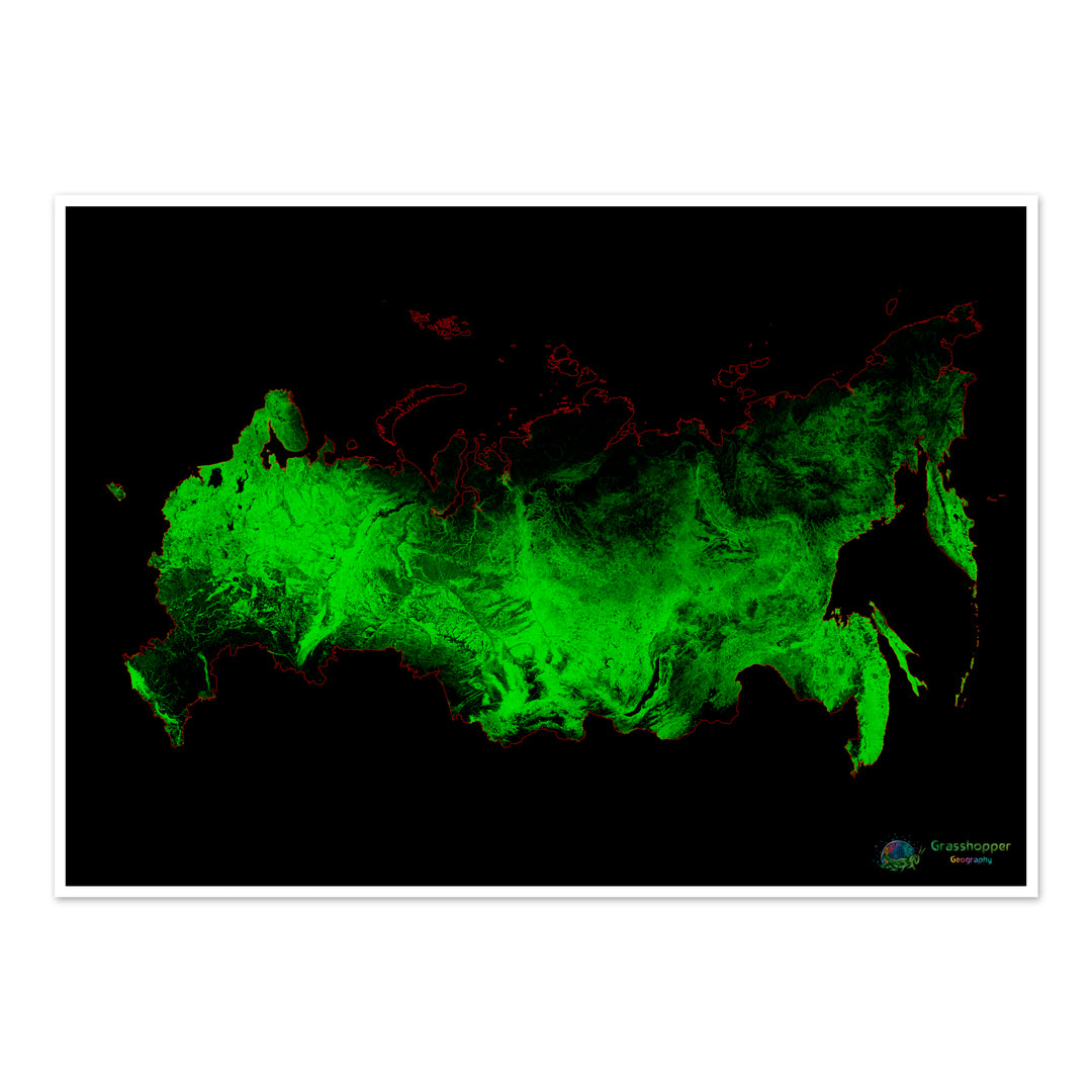 Rusia - Mapa de cobertura forestal - Impresión de bellas artes