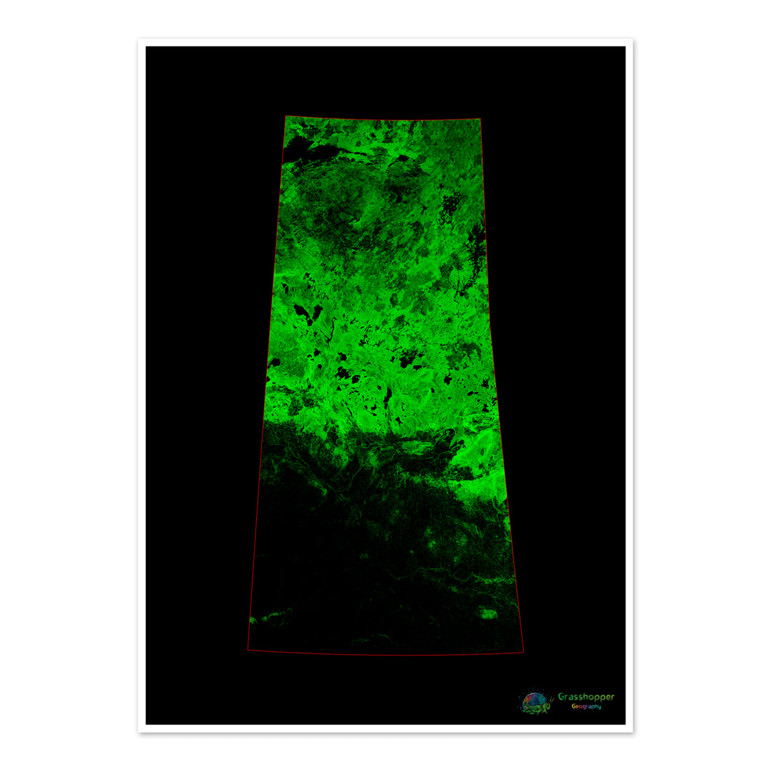 Saskatchewan - Mapa de cobertura forestal - Impresión de bellas artes