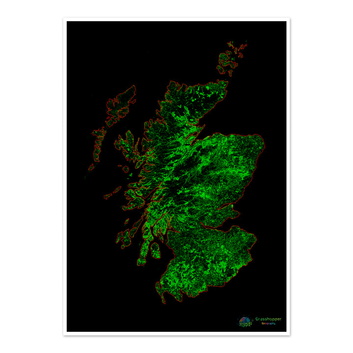Forest cover map of Scotland - Fine Art Print
