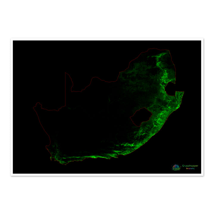 Sudáfrica - Mapa de cobertura forestal - Impresión de bellas artes