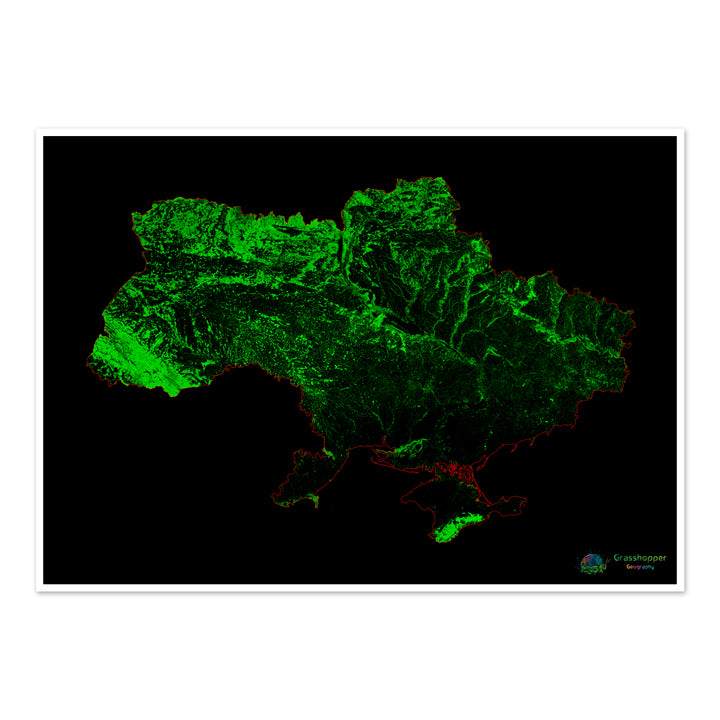 Ukraine - Forest cover map - Fine Art Print