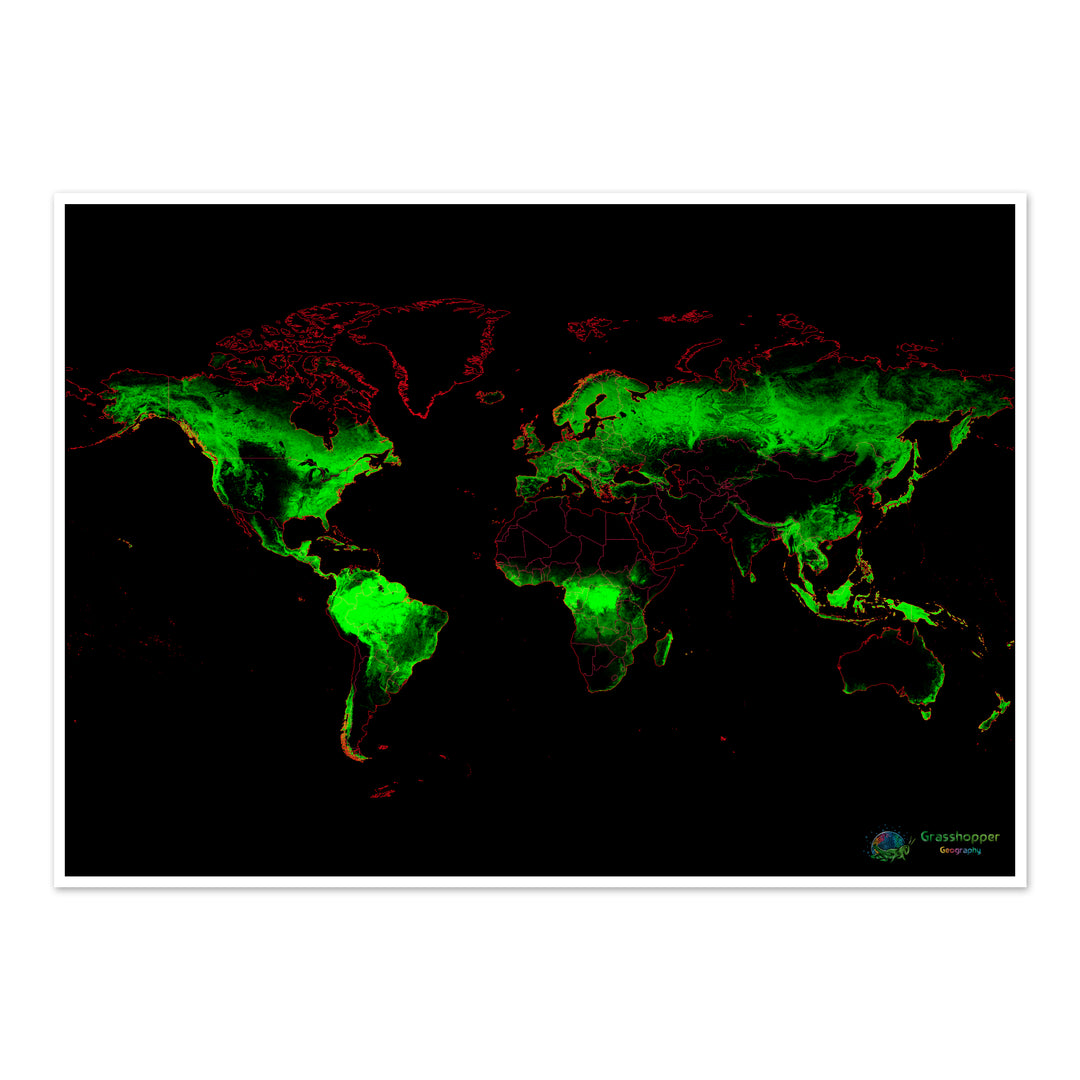 Le monde - Carte du couvert forestier - Tirage d'art