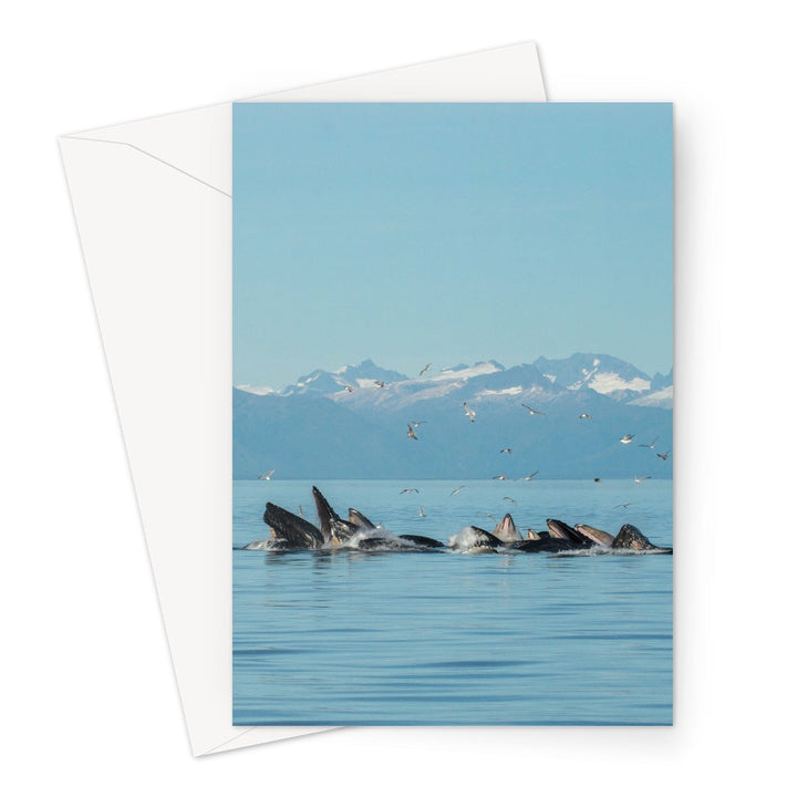Humpback whales bubblenet feeding XIV - Greeting Card