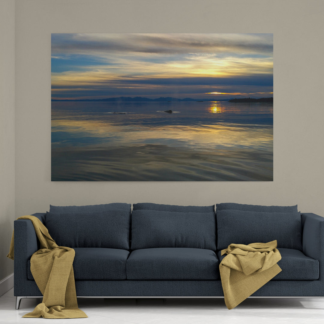 Sonnenuntergang mit Walen - Leinwand
