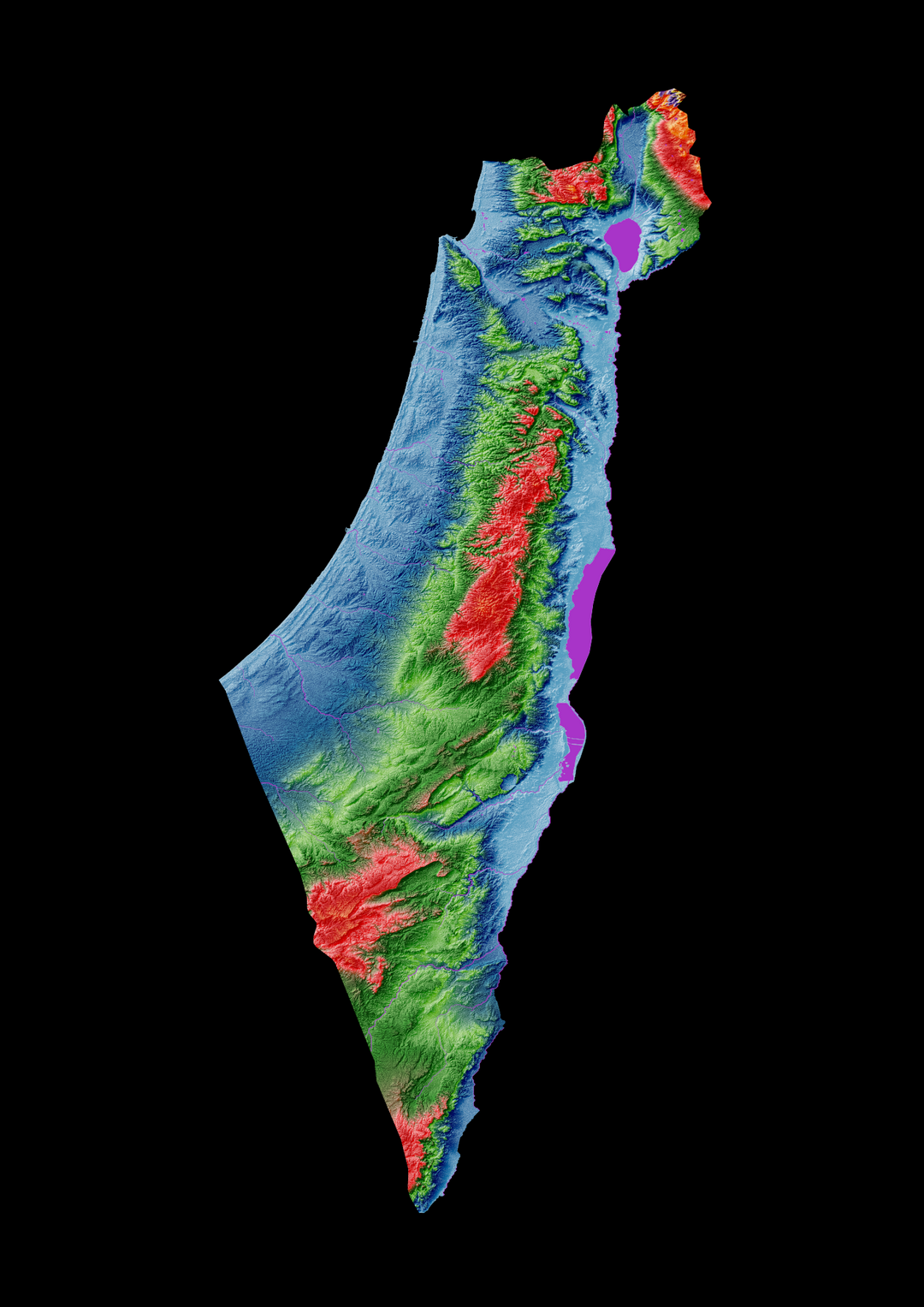 Custom Israel-Palestine elevation map