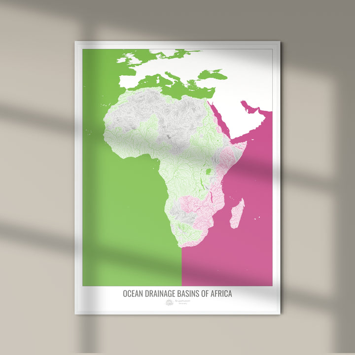 Africa - Ocean drainage basin map, white v2 - Photo Art Print