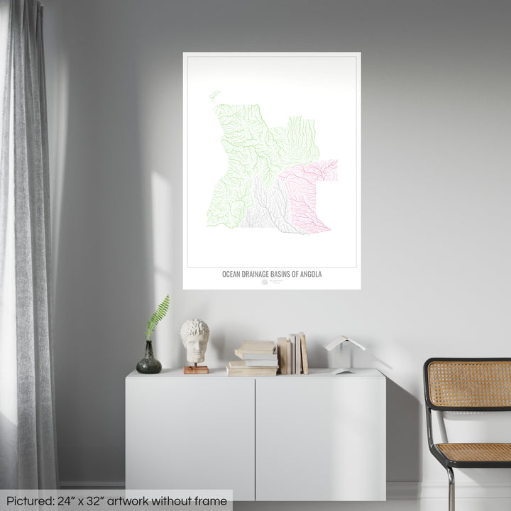 Angola - Ocean drainage basin map, white v1 - Fine Art Print