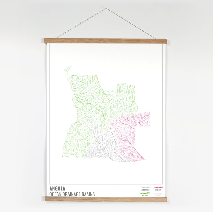 Angola - Ocean drainage basin map, white with legend v1 - Fine Art Print with Hanger
