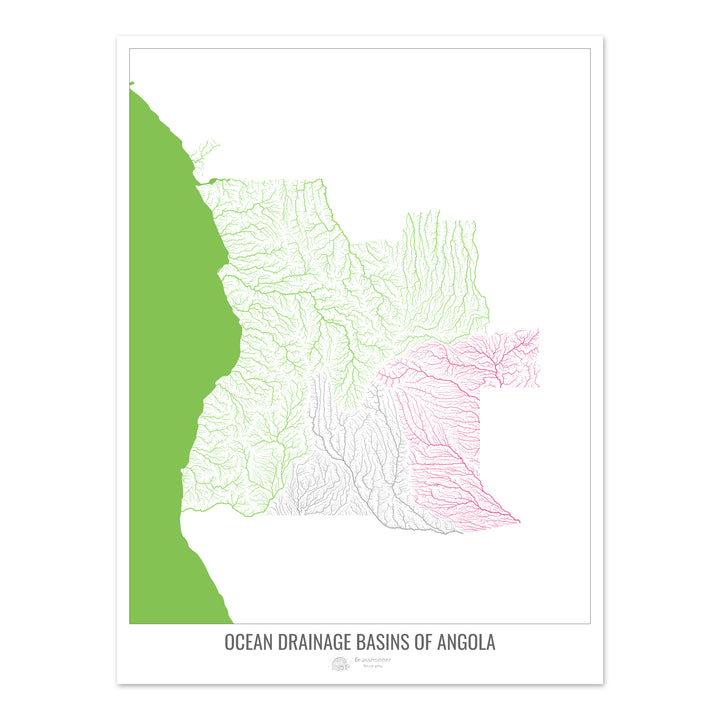 Angola - Ocean drainage basin map, white v2 - Photo Art Print