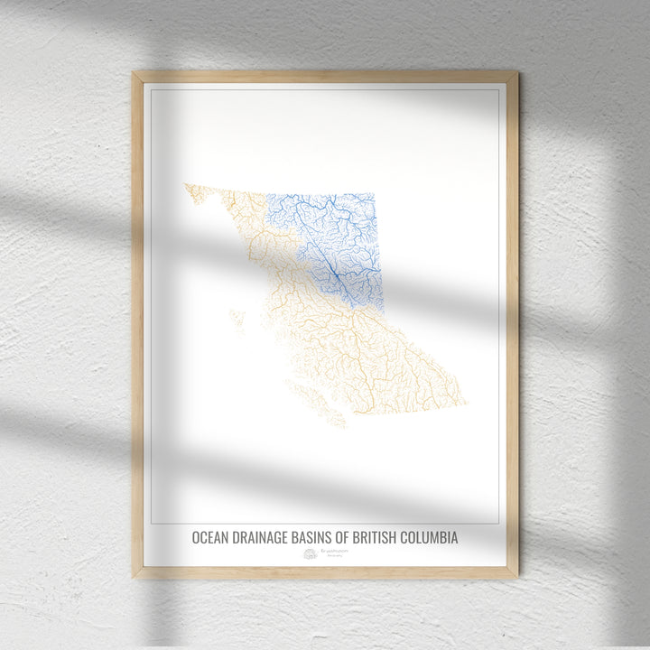 British Columbia - Ocean drainage basin map, white v1 - Photo Art Print