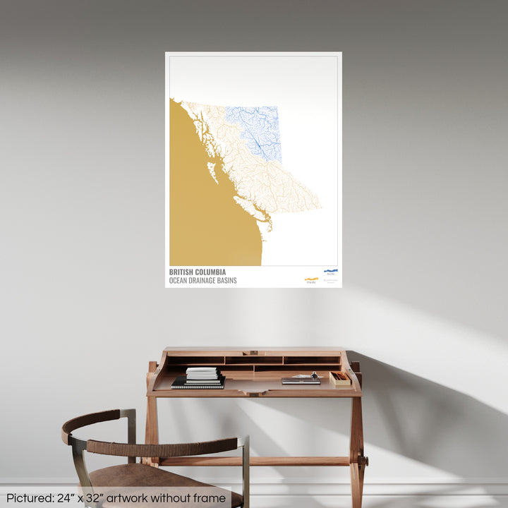 British Columbia - Ocean drainage basin map, white with legend v2 - Photo Art Print