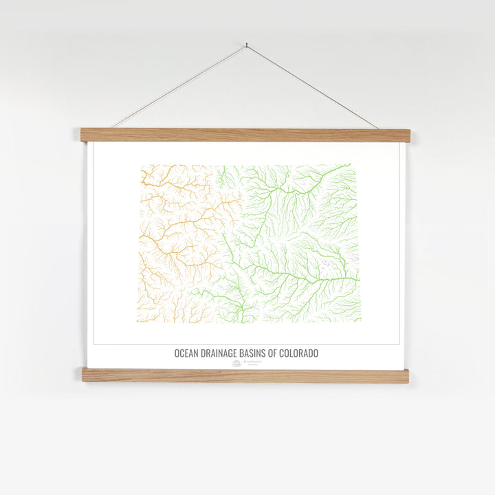 Colorado - Ocean drainage basin map, white v1 - Fine Art Print with Hanger