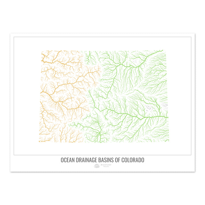 Colorado - Ocean drainage basin map, white v1 - Fine Art Print