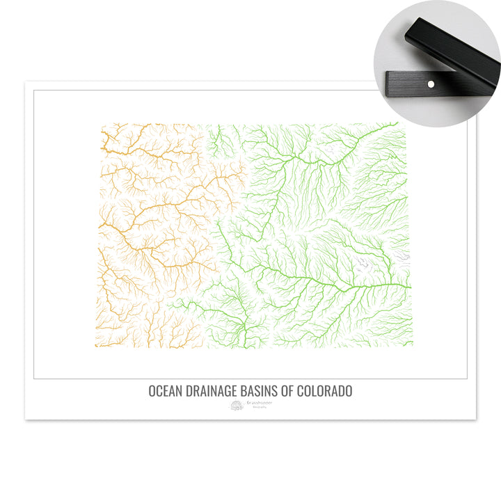 Colorado - Ocean drainage basin map, white v1 - Fine Art Print with Hanger
