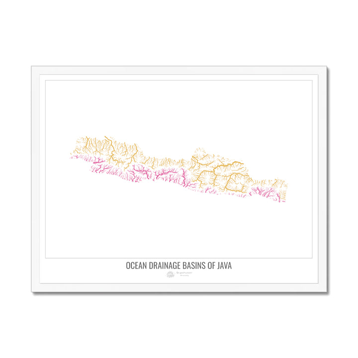 Java - Ocean drainage basin map, white v1 - Framed Print