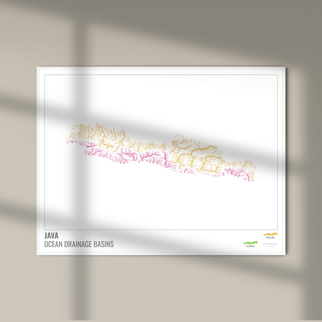 Java - Ocean drainage basin map, white with legend v1 - Fine Art Print ...