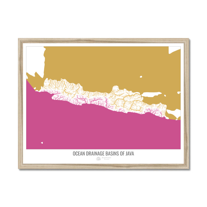 Java - Ocean drainage basin map, white v2 - Framed Print