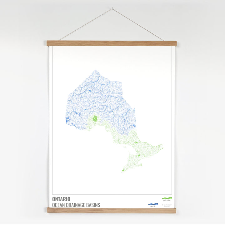 Ontario - Ocean drainage basin map, white with legend v1 - Fine Art Print with Hanger