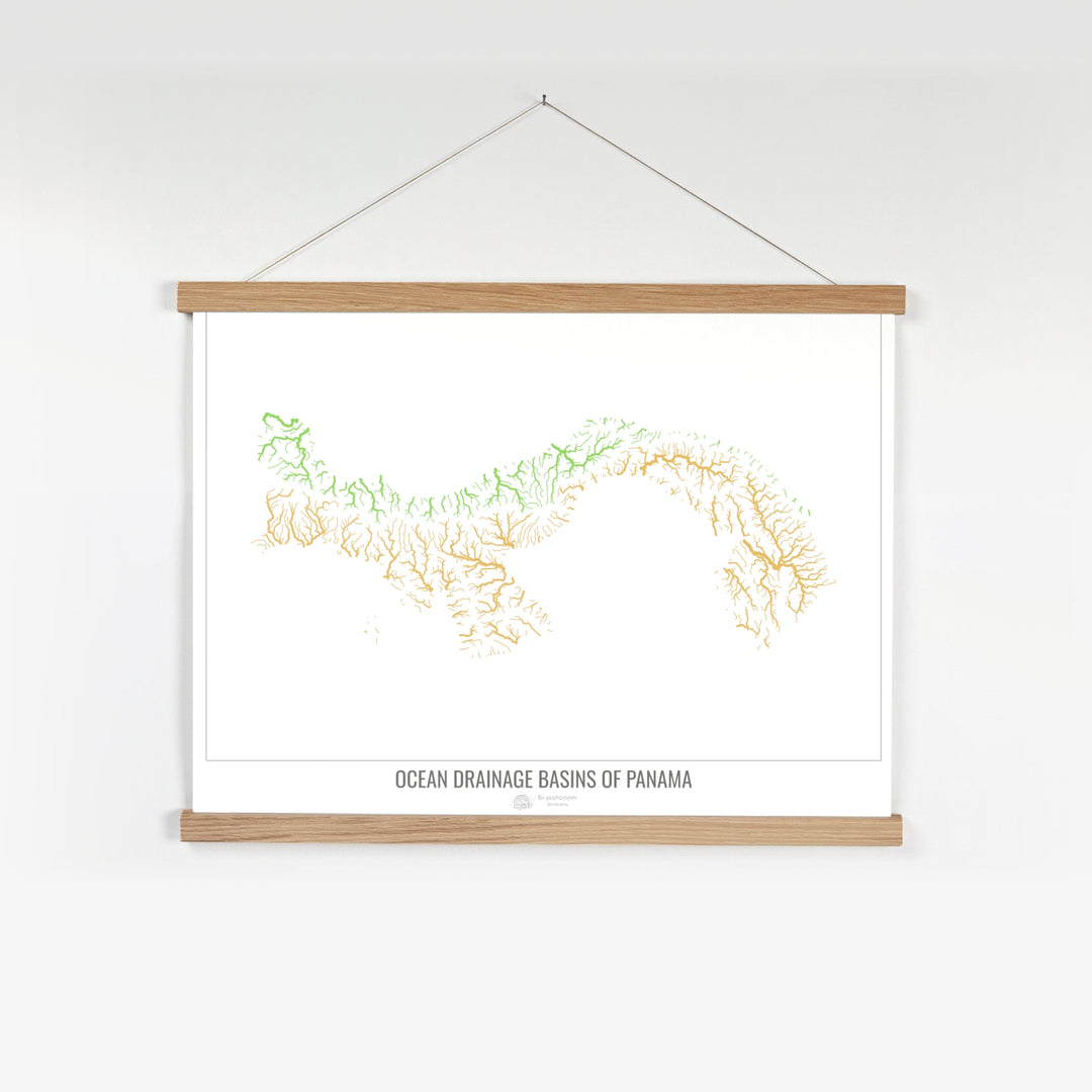 Panama - Ocean drainage basin map, white v1 - Fine Art Print with Hanger