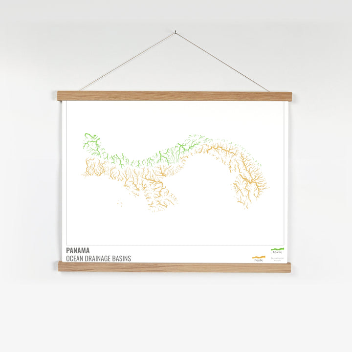 Panama - Ocean drainage basin map, white with legend v1 - Fine Art Print with Hanger