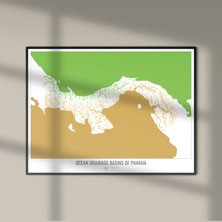 Panama - Ocean drainage basin map, white v2 - Photo Art Print