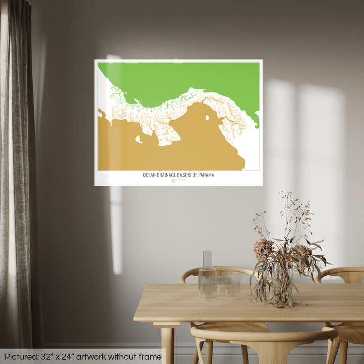 Panama - Ocean drainage basin map, white v2 - Photo Art Print