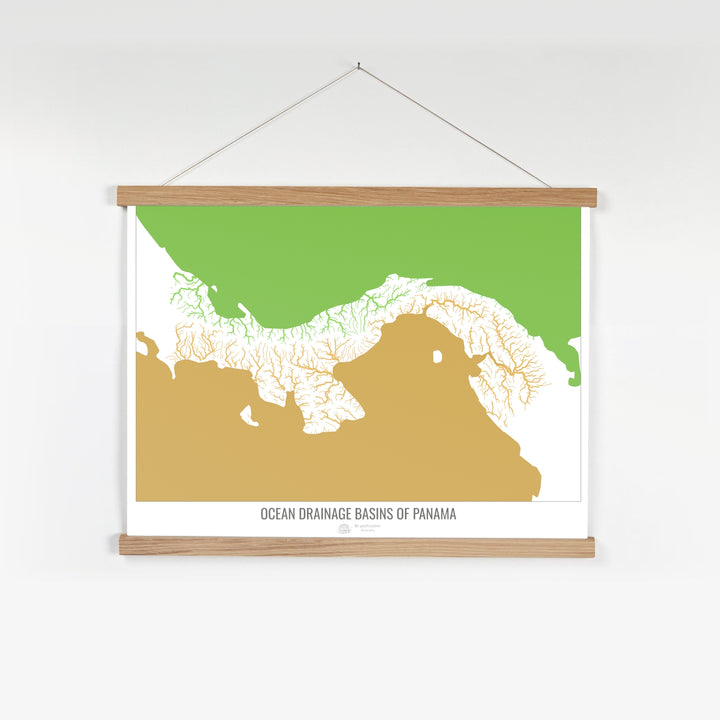 Panama - Ocean drainage basin map, white v2 - Fine Art Print with Hanger