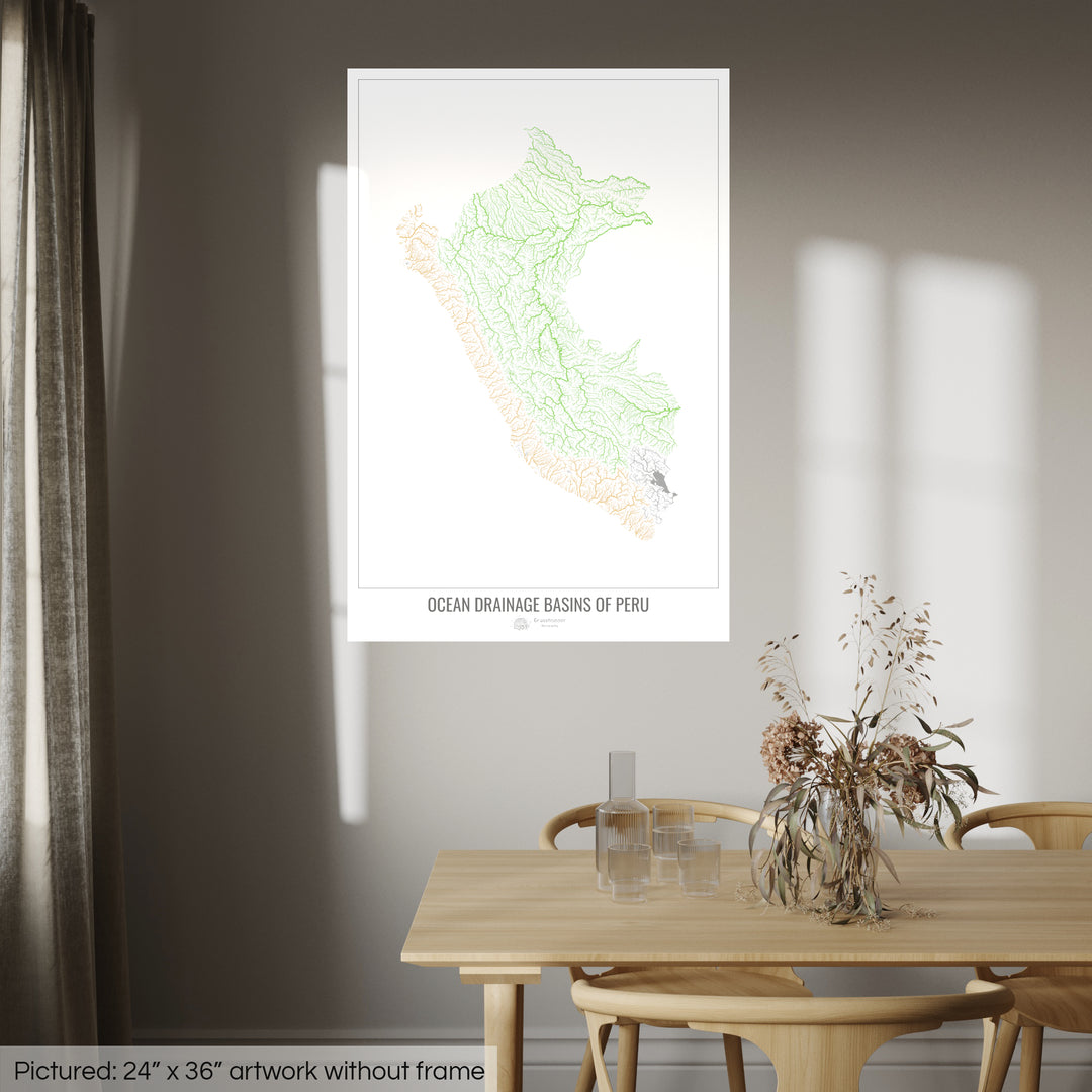 Peru - Ocean drainage basin map, white v1 - Fine Art Print