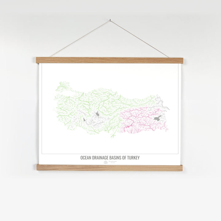Turkey - Ocean drainage basin map, white v1 - Fine Art Print with Hanger