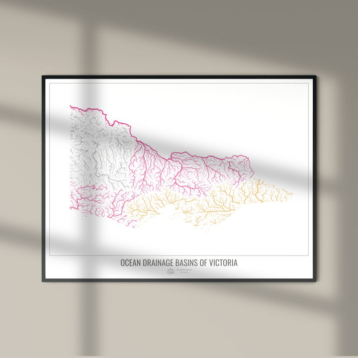 Victoria - Mapa da bacia de drenagem oceânica, branco v1 - Impressão de arte fotográfica