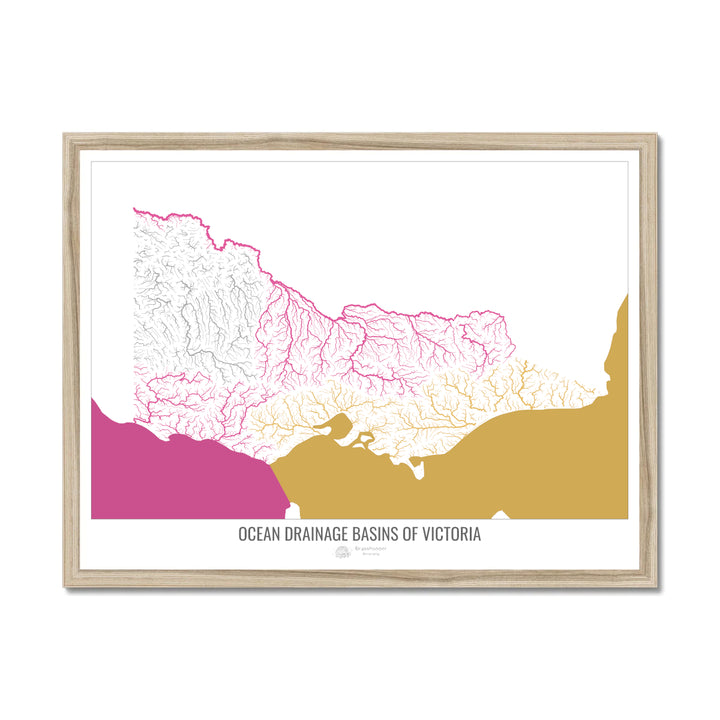 Victoria - Ocean drainage basin map, white v2 - Framed Print