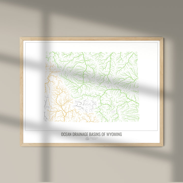 Wyoming - Ocean drainage basin map, white v1 - Photo Art Print