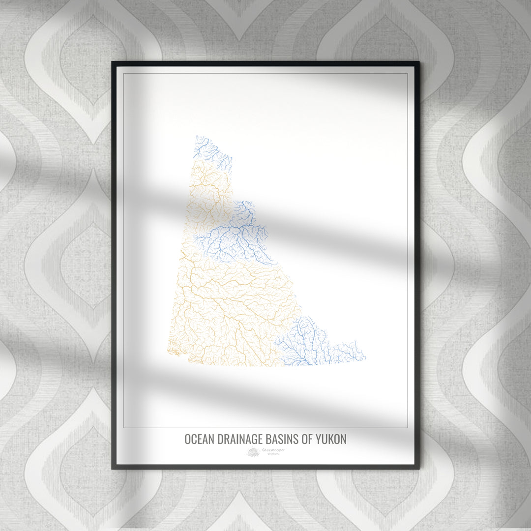 Yukon - Ocean drainage basin map, white v1 - Photo Art Print
