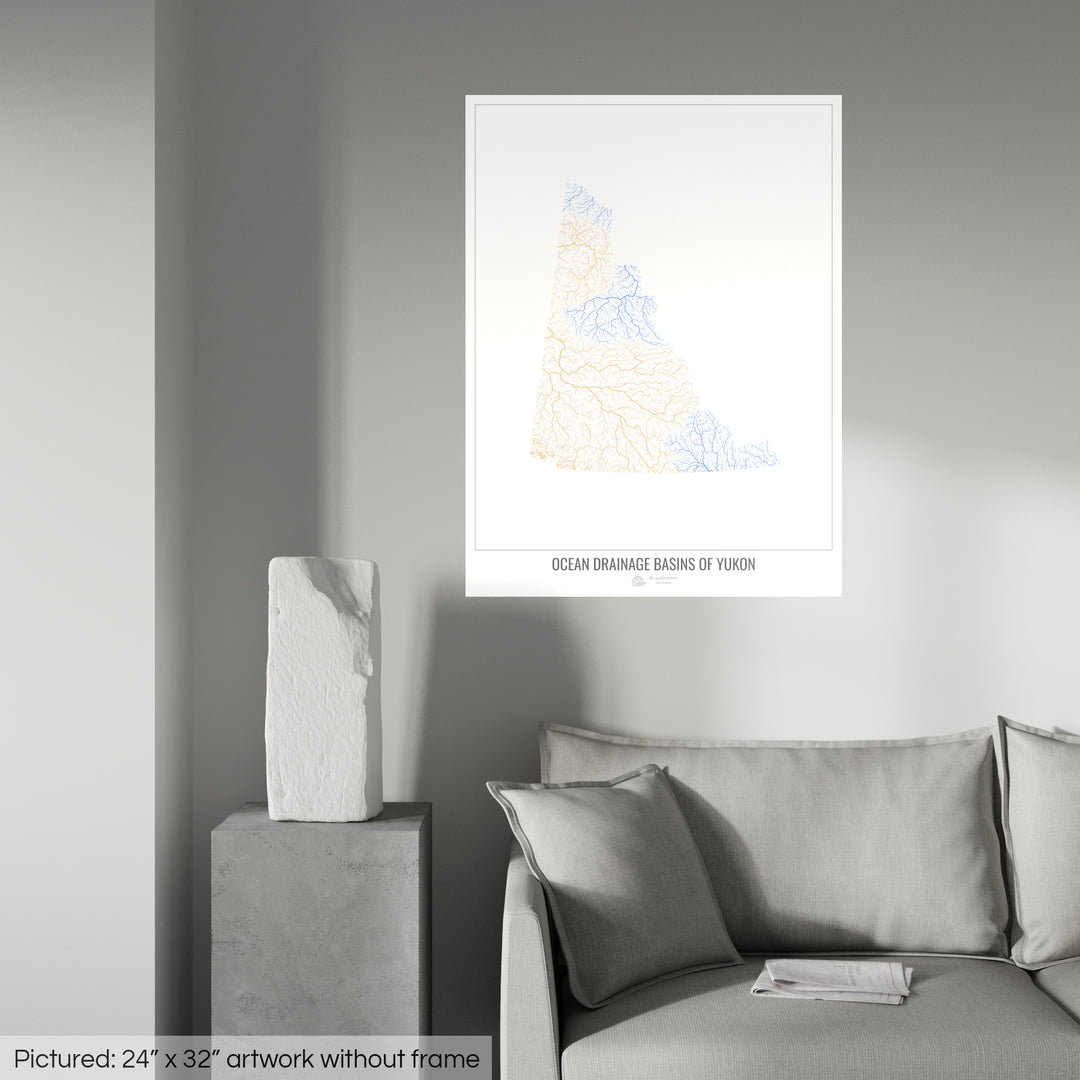 Yukon - Ocean drainage basin map, white v1 - Photo Art Print