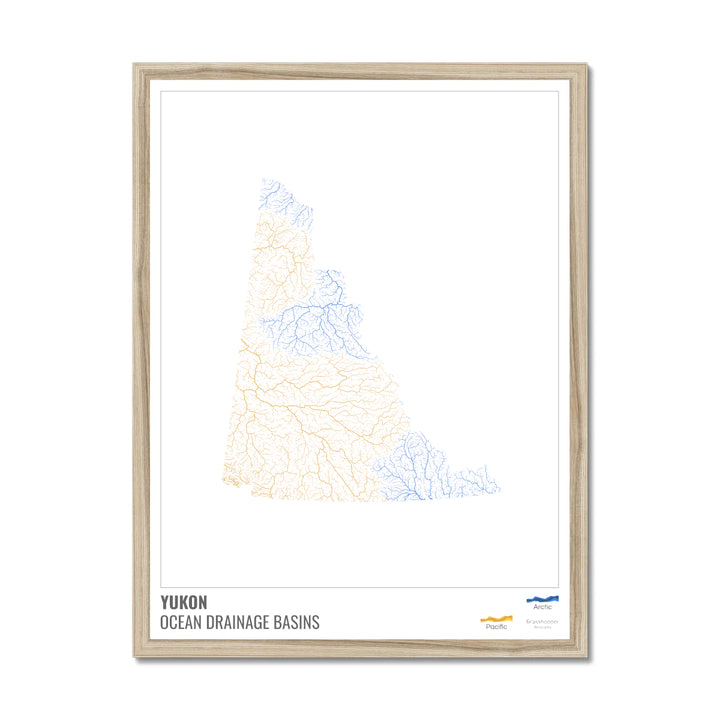 Yukon - Mapa de la cuenca de drenaje oceánico, blanco con leyenda v1 - Lámina enmarcada