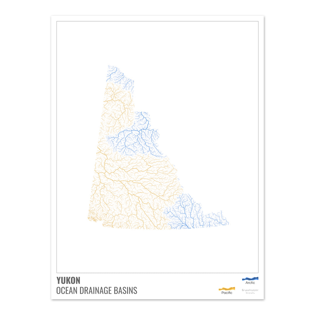 Yukon - Ocean drainage basin map, white with legend v1 - Photo Art Print