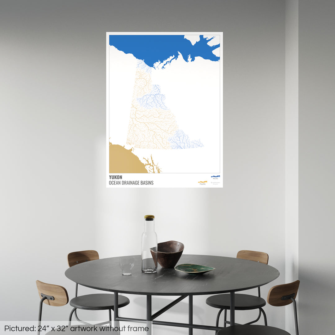 Yukon - Ocean drainage basin map, white with legend v2 - Photo Art Print