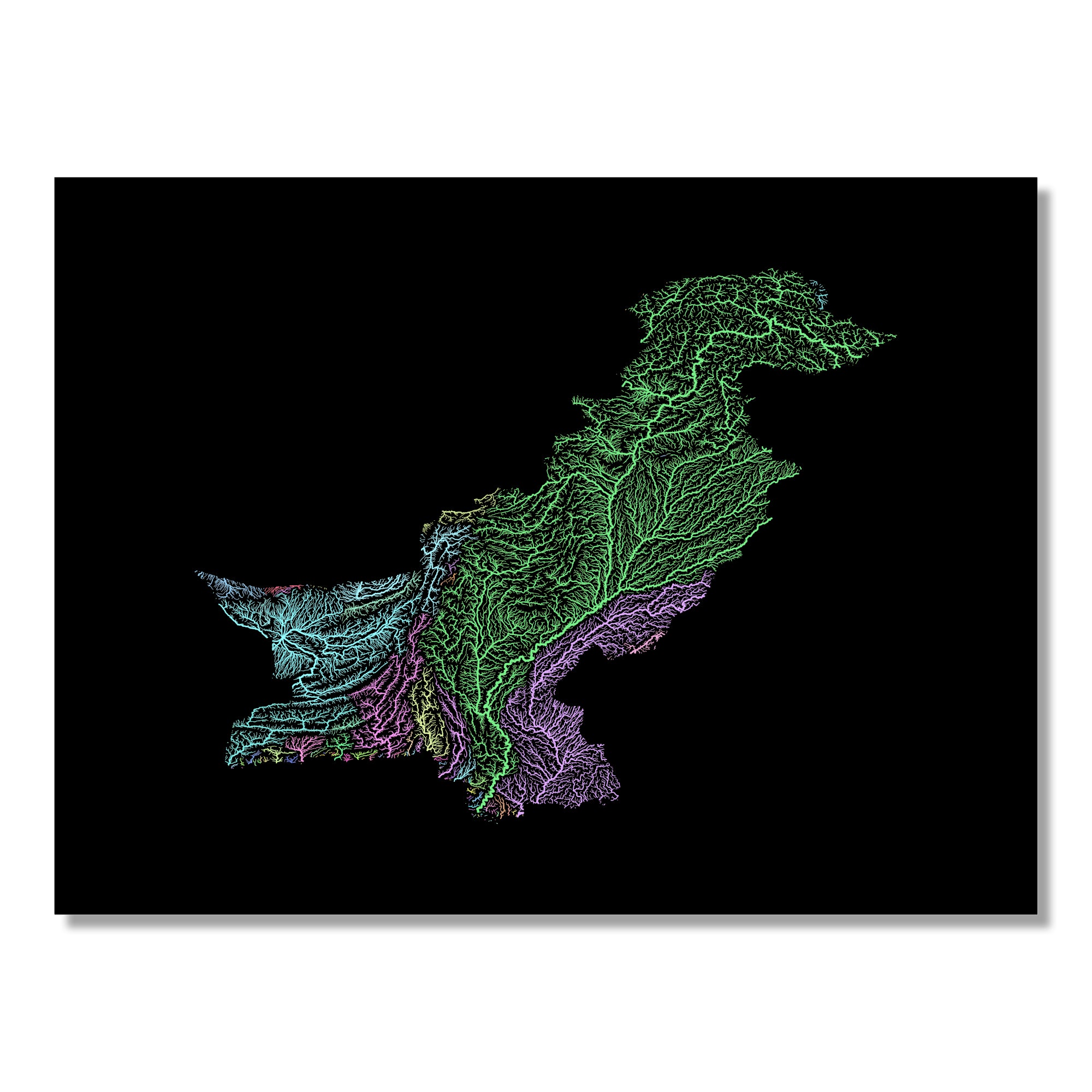 Pakistan Watershed Map Print - Premium Pastel Wall Art Gift ...