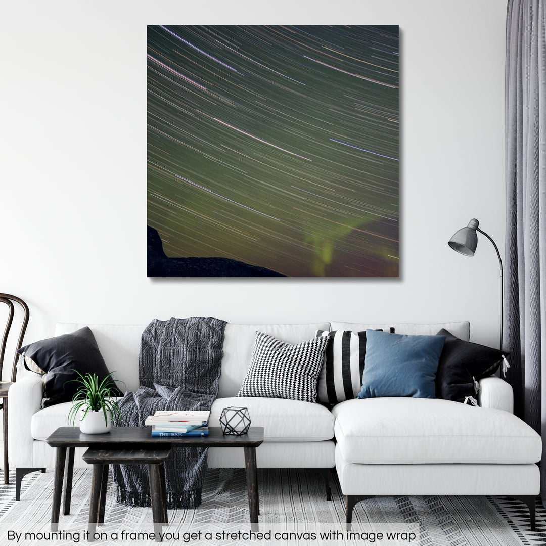 Star trails with aurora - Rolled Canvas