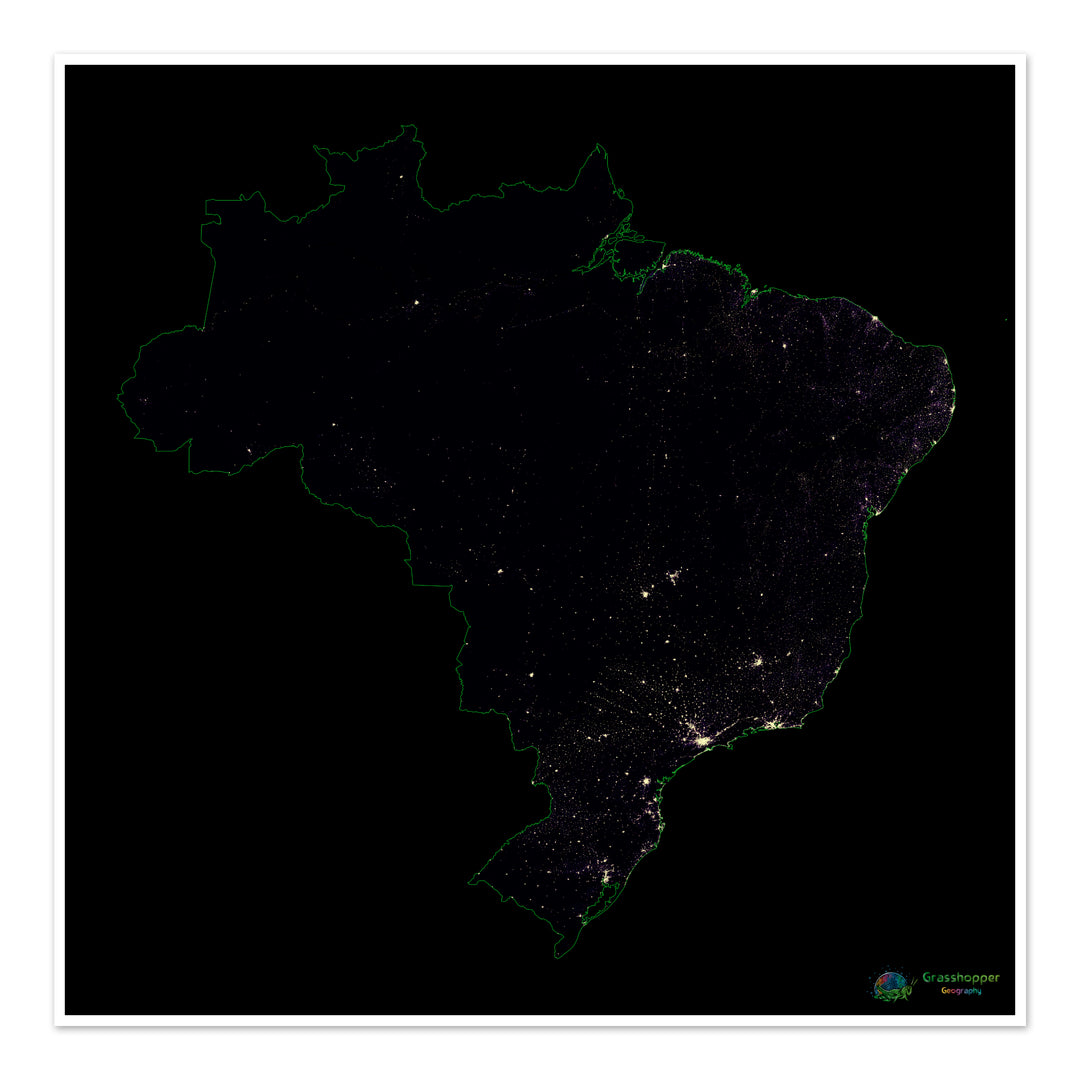 Brasilien - Bevölkerungsdichte-Heatmap - Kunstdruck