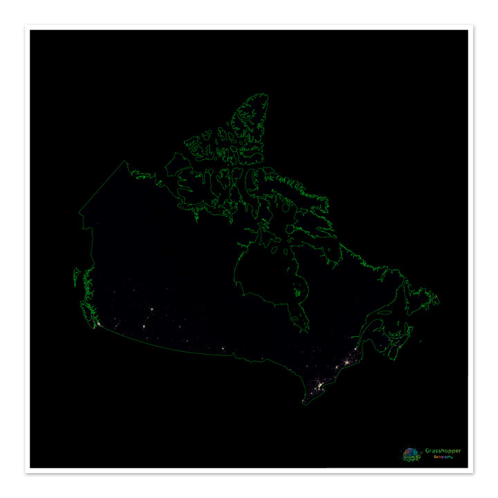 Canadá - Mapa de calor de densidad de población - Impresión de bellas artes