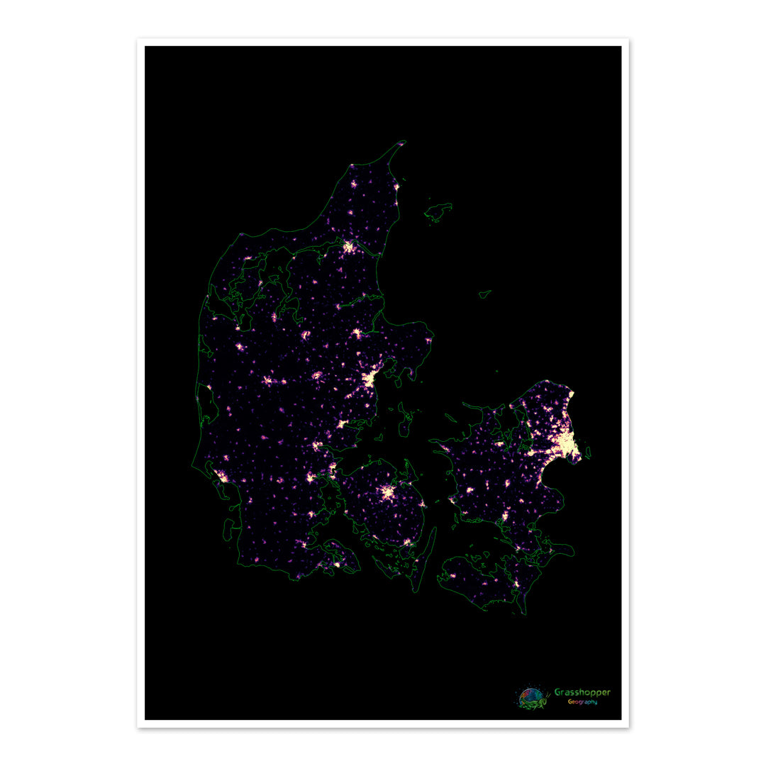 Denmark - Population density heatmap - Fine Art Print