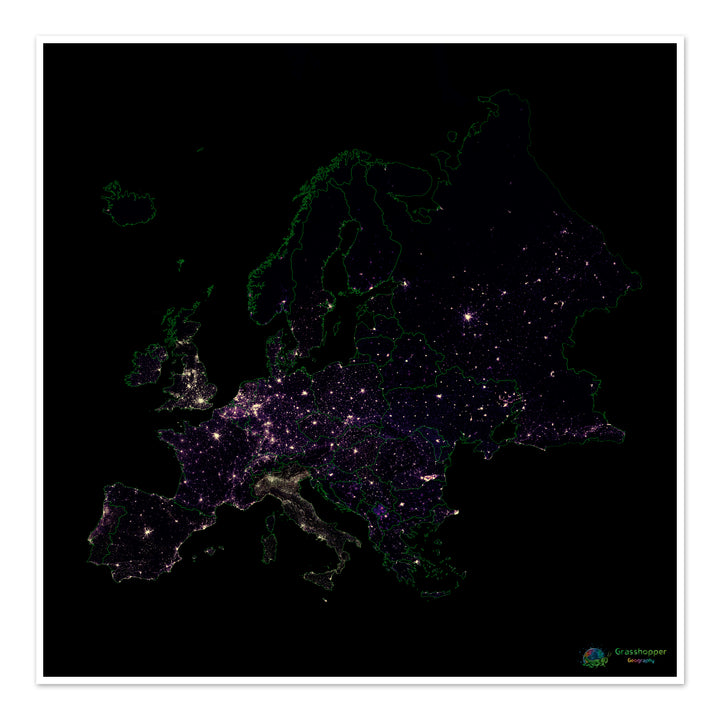 Population density heatmap of Europe - Fine Art Print