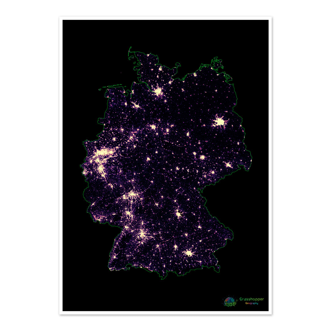 Germany - Population density heatmap - Fine Art Print