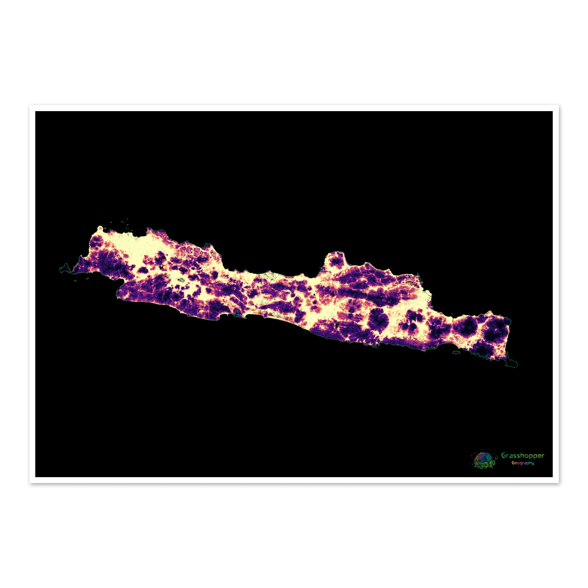 Java - Population density heatmap - Fine Art Print – Grasshopper Geography